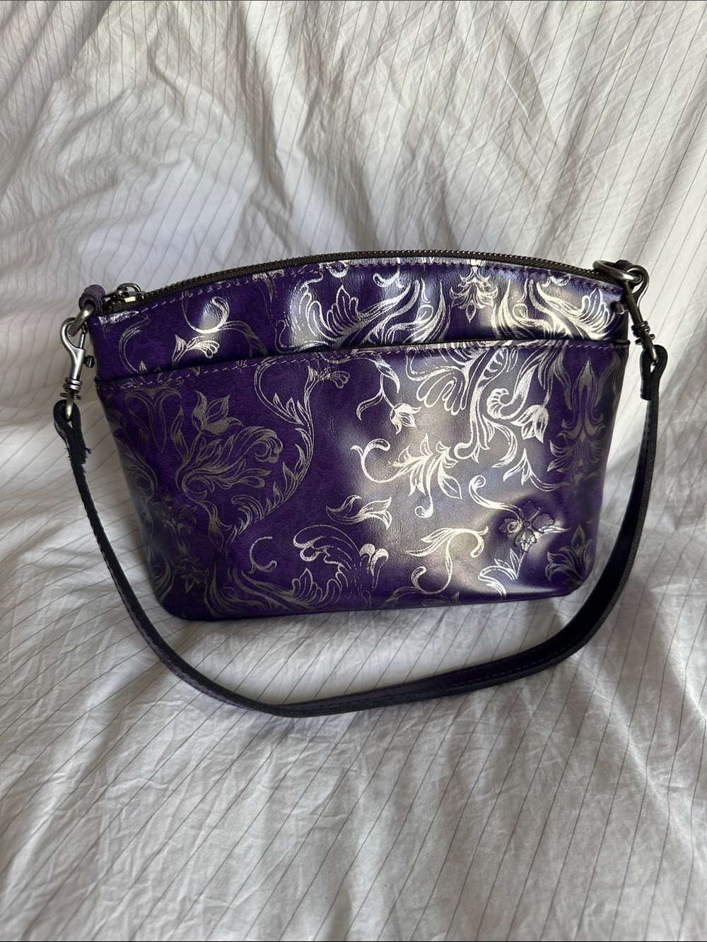 Patricia Nash - Purple Floral-Scroll Shoulder Bag with Crossbody Strap
